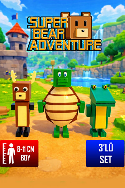 YAGLİZ Super Bear Adventure Geyik, Kaplumbağa ve Timsah Figür Seti – Eklemler...