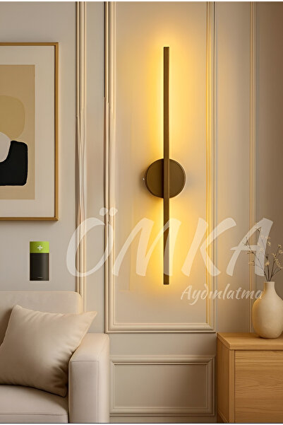 ömka design Modern Pilli Ortadan Taslı 70 cm Eskitme Gold Günışığı Led Aplik ...