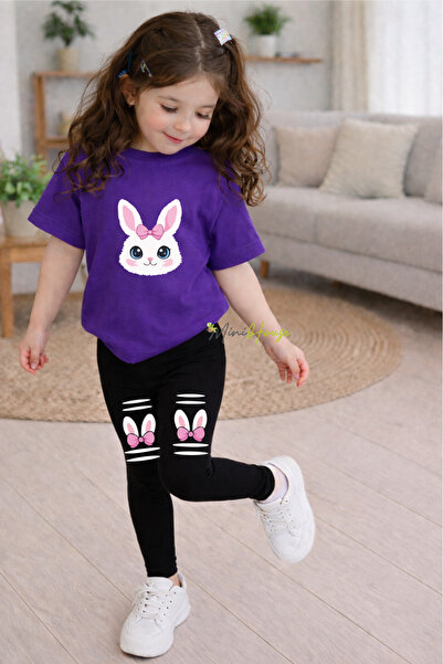 MiniHouse Gornji i donji deo sa zečjim printom, majica i leggins