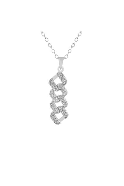 AXXION Chain Figured Necklace with Zircon Stones Women's Necklace Stainless S...