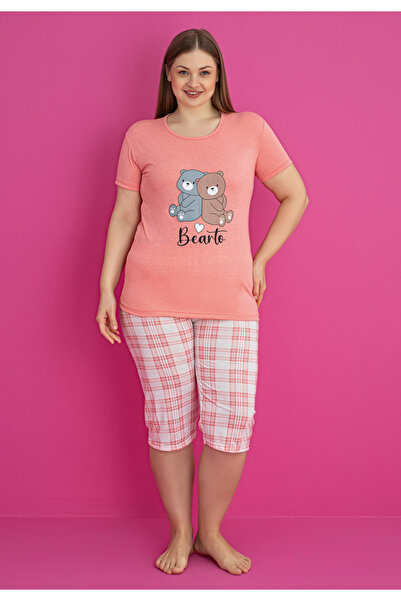 Serena Women's cotton pajamas plus size - 2-piece set: t-shirt + 3/4 pants wi...