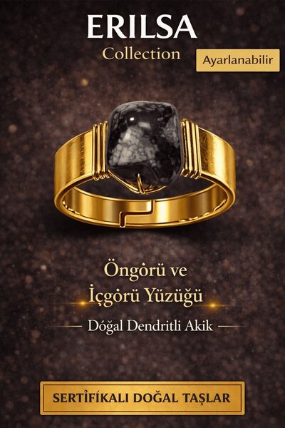 Erilsa Certified Vision and Insight Ring Dendritic Agate Natural Stone Ring A...