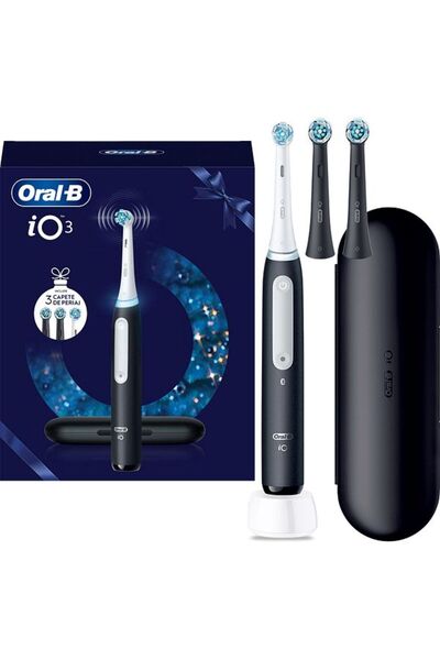 Oral-B iO3 Electric Toothbrush, 3 Programs, 2 Heads, Black