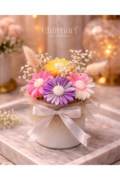 victiny Aranjament floral din flori margarete,din ceara parfumata de soia si ...