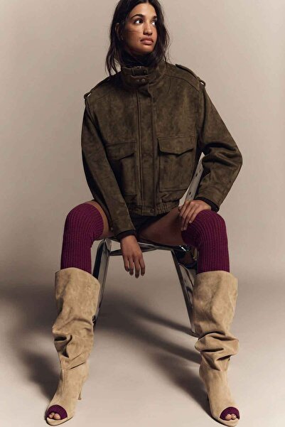 EFFE Легінси без пальців, тонкі ребристі, до коліна з бавовняної суміші