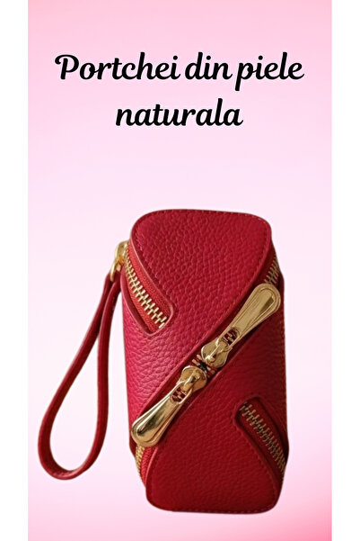 OEM Women's genuine leather key ring, mini purse with zipper and key ring, co...