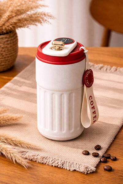 Fidanx Stainless Steel Heat Insulated Thermos Coffee Cup with Digital Tempera...