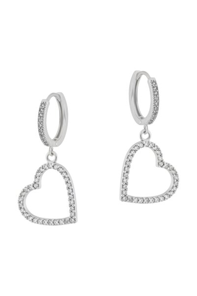 AXXION Zircon Stone Heart Earrings Women's Hoop Earrings Dangle Stylish Stain...