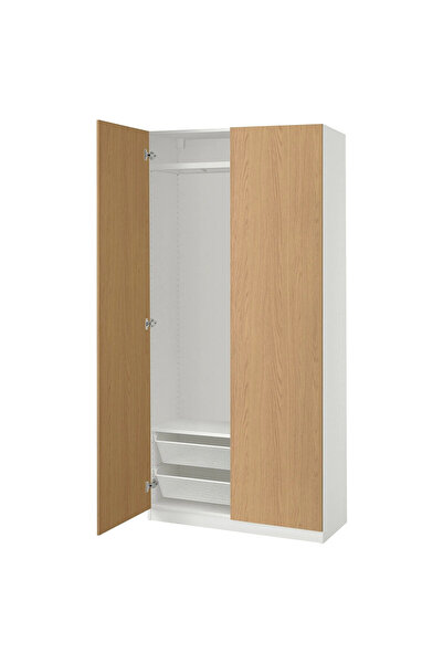 IKEA Beyaz Sağlam Kapaklı Gardırop 100x38x201 cm