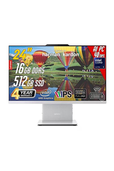 LENOVO IdeaCentre 24ILL11 Intel Core U5-226V 16GB 512GB 24 FHD FreeDos Beyaz ...