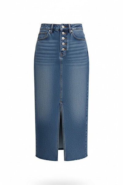 MAGARDE Τζιν φούστα με κουμπιά και σκίσιμο - ΜΠΛΕ