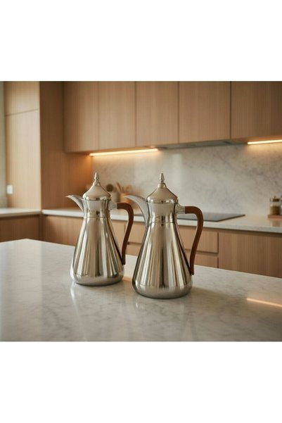 Generic Trams Set 1 Liter Shiny Silver on Wooden Handle