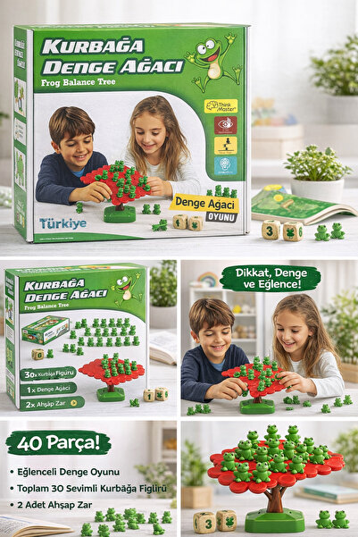 UEC TOYS Kurbağa Denge Ağacı Eğitici Zeka Oyunu - 40 Parça Montessori Dikkat ...