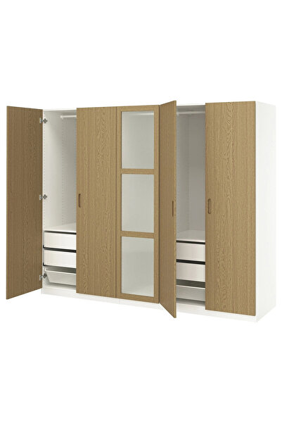 IKEA Beyaz Modern Kapaklı Gardırop 250x60x201 cm