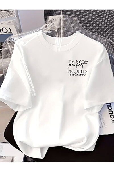 one button Nu sunt perfect, sunt ediție limitată, tricou supradimensionat pre...