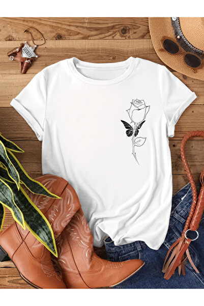 one button تي شيرت كبير الحجم مطبوع عليه خطوط سوداء ووردية