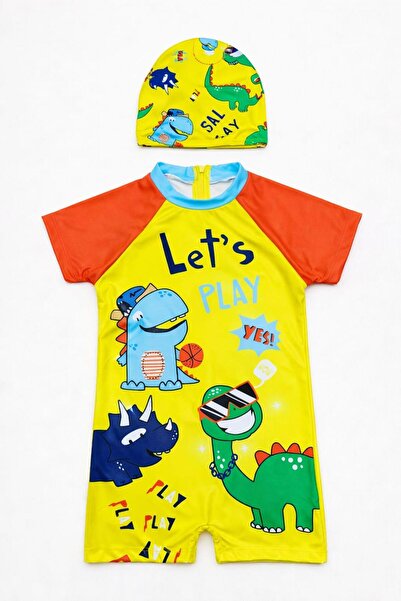 gnygiyim Costum de baie pentru băieți, cu model, cu protecție solară, cu usca...