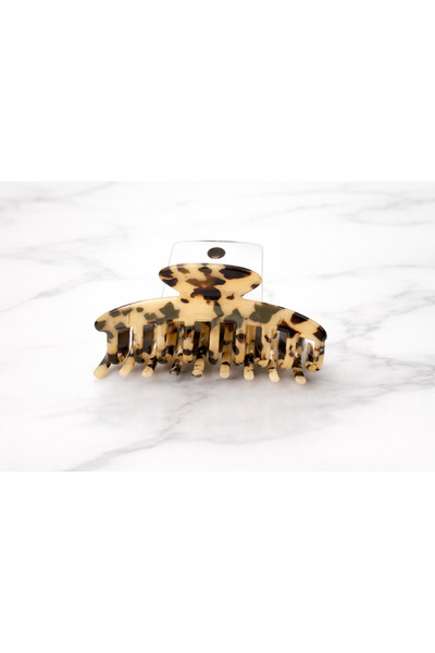 Srctech Leopard Patterned Medium Size Acetate Bone Women's Buckle - 10 cm