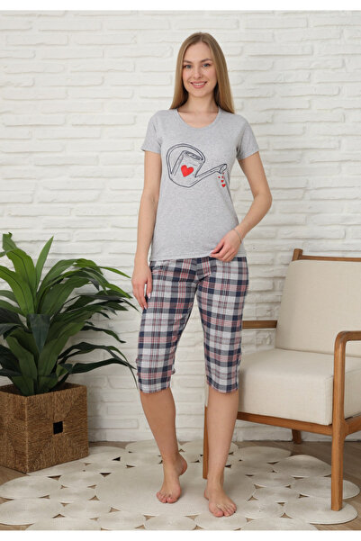 BOYRAZ Οικογενειακές πυτζάμες για γυναίκες, βαμβακερές, με κοντά μανίκια και ...