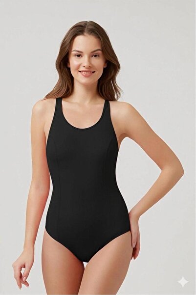 MODA Black Color Gathering Swimsuit