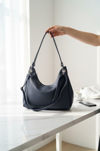 le NACAR Women's Shoulder Bag with Loose Ring Detail, Lined, for Daily Use