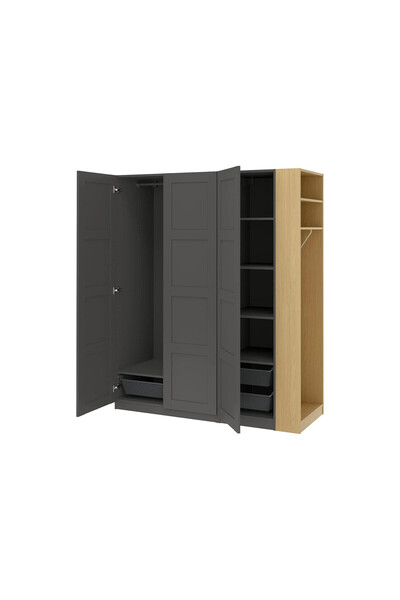 IKEA Koyu Gri Fonksiyonel Kapaklı Gardırop 170x60x201 cm
