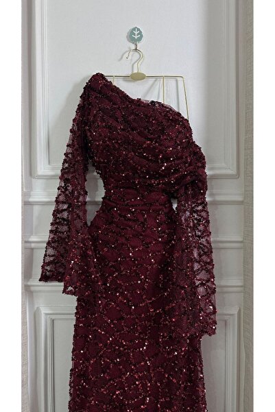 Special-DIARA Elegant Burgundy Evening Gown