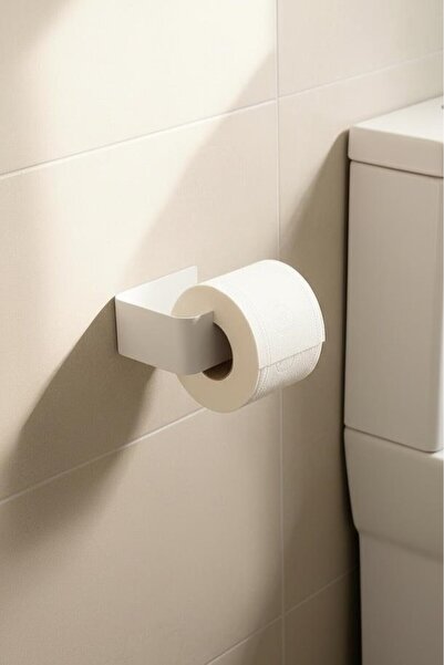 Form Design White Adhesive Toilet Roll Holder Without Drilling Metal Wc Paper...