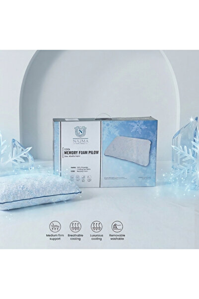 NAJMA وساده مخدة ميموري فوم مبردة (Snow) من - مريحة، جيدة التهوية، وغطاء قابل...