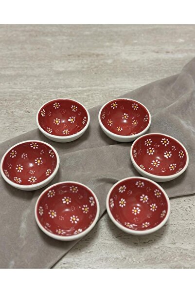 Si Sorti Ceramics Dekoratif El İşçiliği Papatya Desenli 6'lı Seramik Kasesi