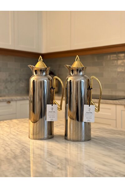 Gerenic Trumis Shiny Silver over Gold Set with 1 Liter Capacity, Keeps Heat f...