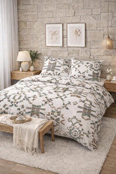 Sheri Home Lastikli Çarşaflı Nevresim Takımı Çift Kişilik Premium CottonALAÇA...