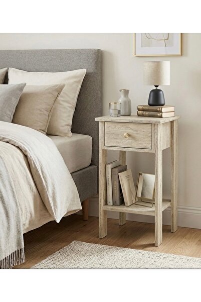 MANDOSİ Tek Çekmeceli Komodin Traverten