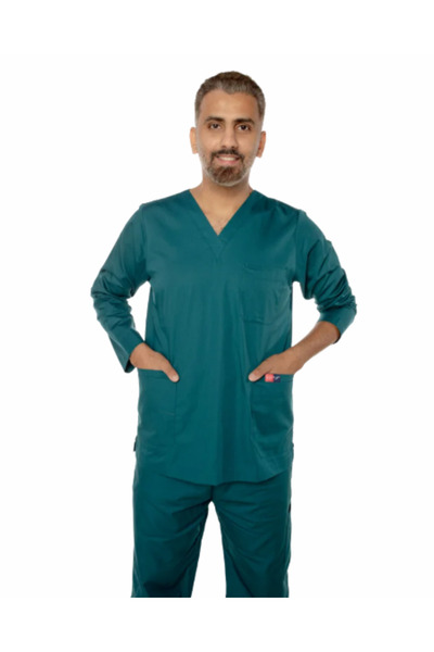 EZARY زي طبي سكراب إزاري أخضر غامق تركوازي طويل رجالي