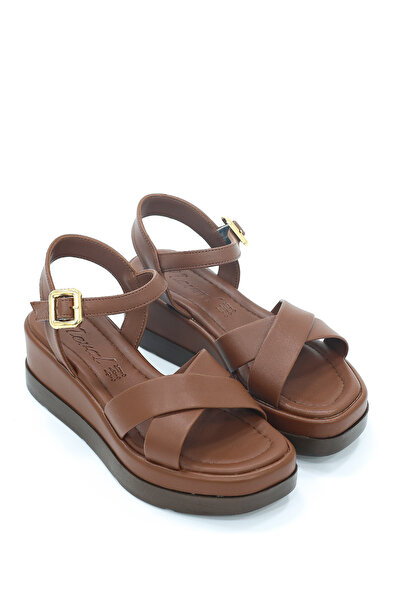 kajal ayakkabı Nvl 402 Cross-Strapped Adjustable Wedge Heeled Sandals