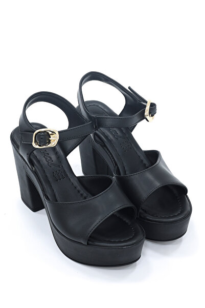 kajal ayakkabı Nvl 163 Flat Strap Adjustable Buckle Detailed Platform Heeled ...