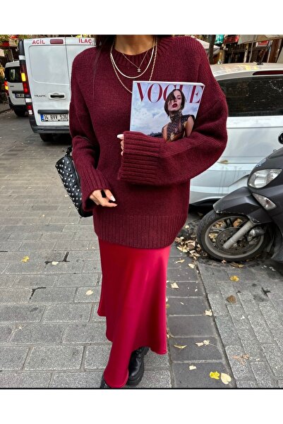 modayaselam Soft Texture Crew Neck Oversize Knitwear Sweater