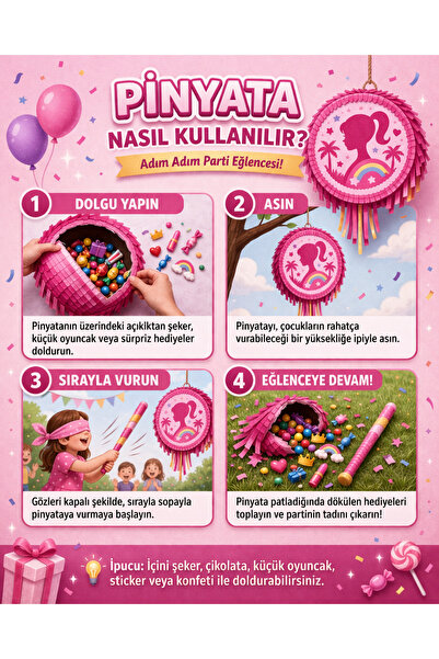 Fillikutum Fb Temalı Pinyata ve Sopası – Katlanabilir Doğum Günü Parti Oyunu 40 Cm Konsept Seçenekli