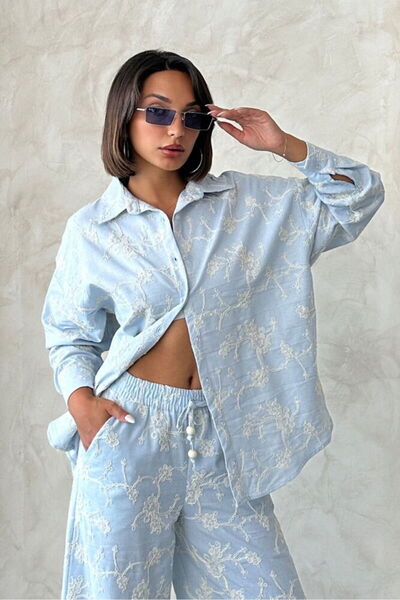 VERYMODA Embroidered Shirt - Blue |   F1951