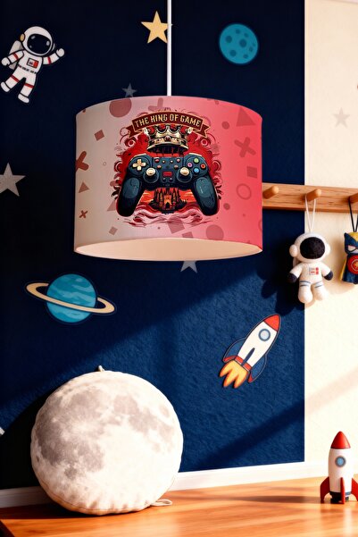 EVPANYA Red Gamer Patterned Children's Room Lampshade