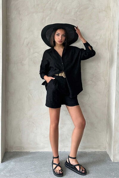 VERYMODA Κεντητό Πουκάμισο - Μαύρο Μαύρο |   F1899