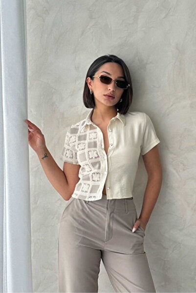 VERYMODA Lace Detailed Shirt - Stone by Stone |   D2802