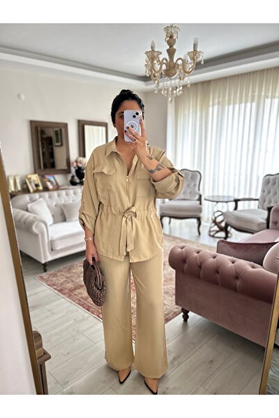 POİSE Drawstring Waist Modal Jacket and Pants Set