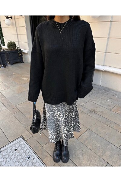 Trend Marfa Soft Texture Crew Neck Oversize Knitwear Sweater