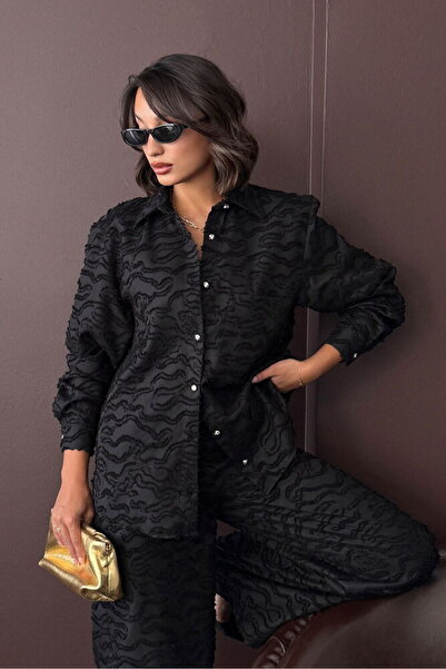 VERYMODA Jacquard Woven Shirt Black |   F2019