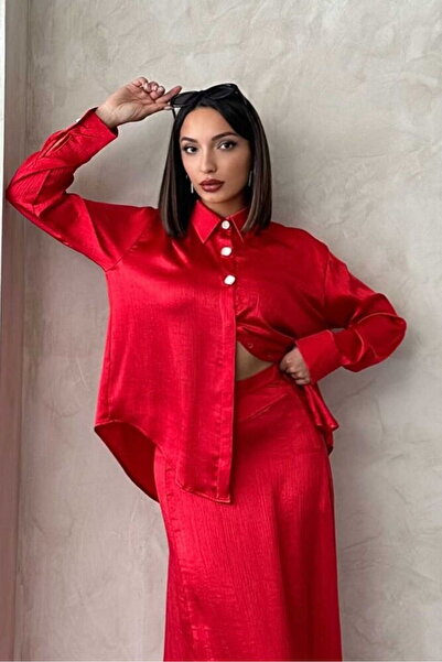 VERYMODA Kraşlı Satin Shirt - Red |   F1914