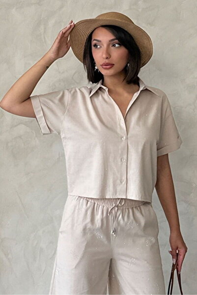 VERYMODA Bow Stone Printed Shirt - Stone |   D2902