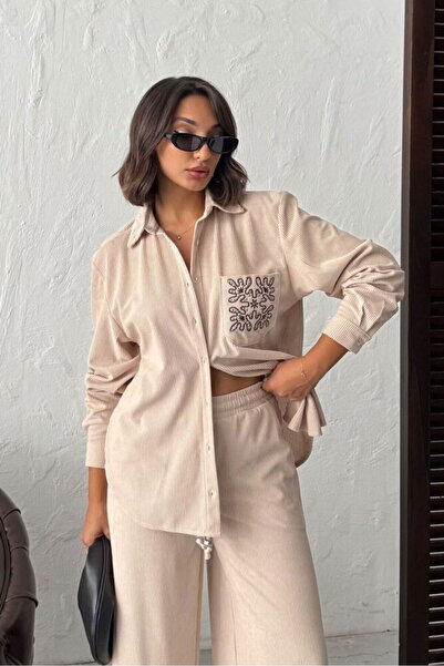 VERYMODA Πουκάμισο από κοτλέ με κεντημένη τσέπη και πέτρες |   F1997