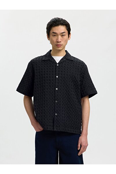 SELECTED Kurzarmhemd Strukturiertes