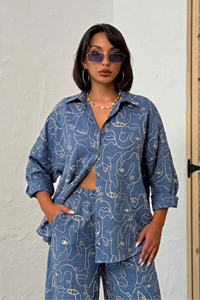 VERYMODA Κεντημένο πουκάμισο - Σκούρο Μπλε Dsn1 |   F1899